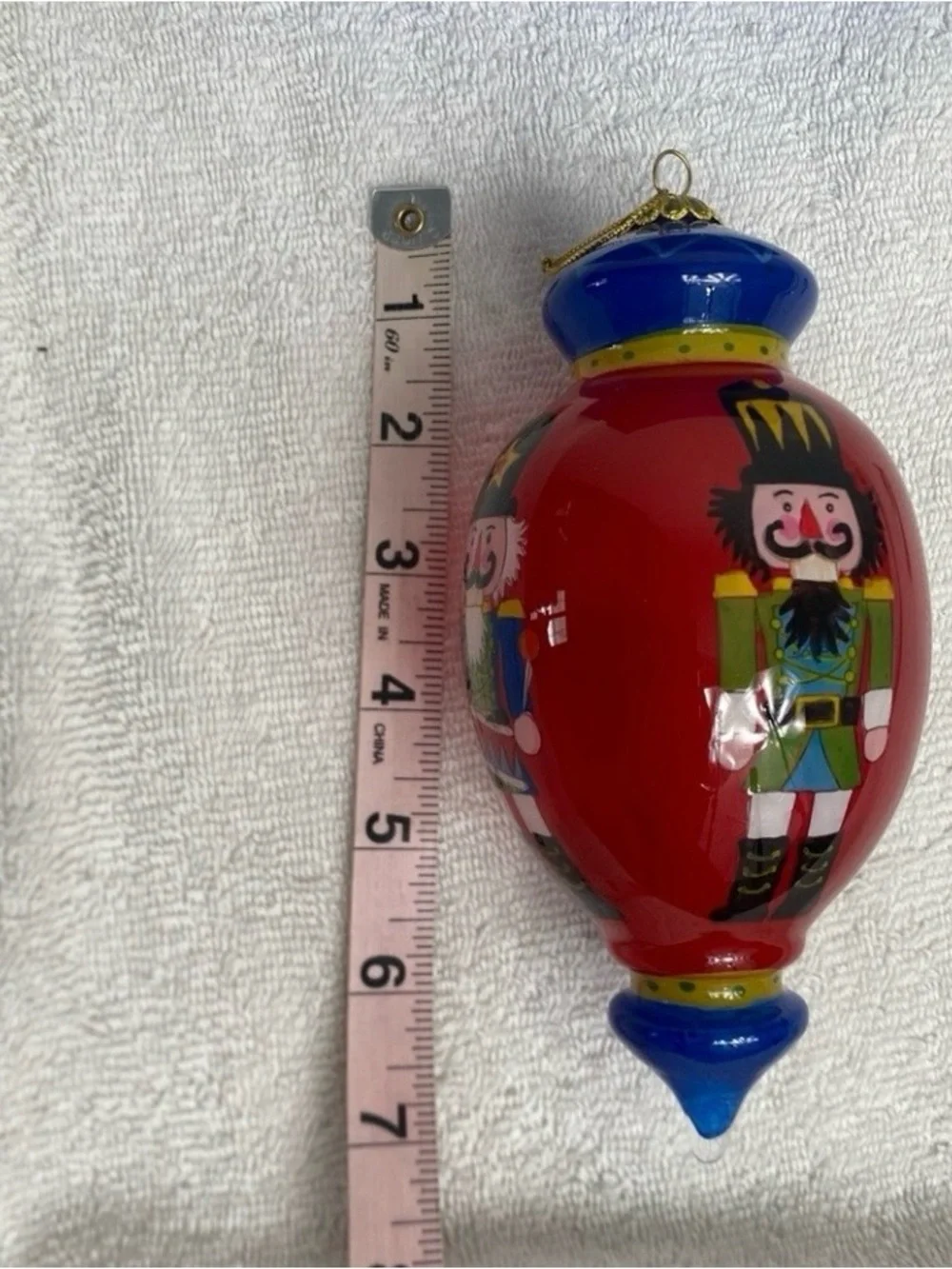 PIER 1 Christmas 2014 Red Nutcracker Glass Large Drop Ornament Glass Christmas